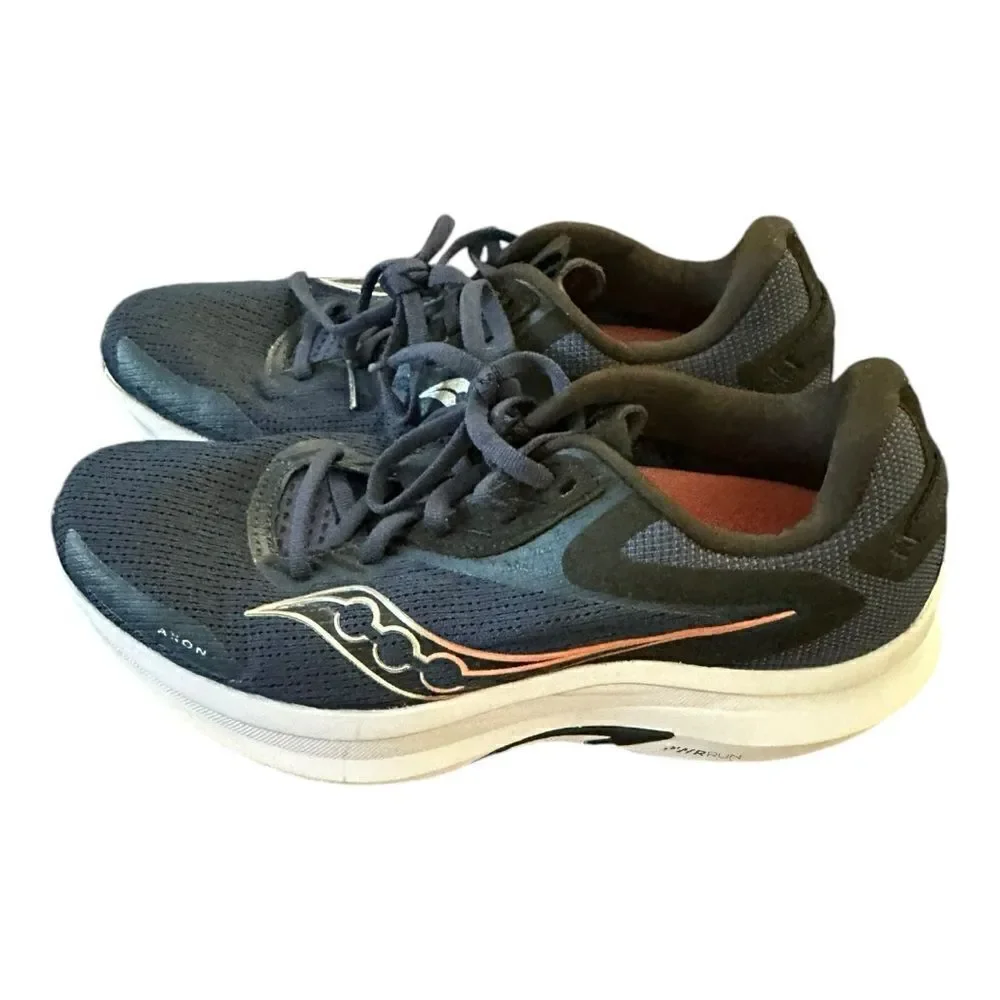 Saucony | Women's Axon 2 in Navy Silver Lace Up Running Walking Shoes | 9